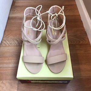 Nude Chunky Strappy Heels